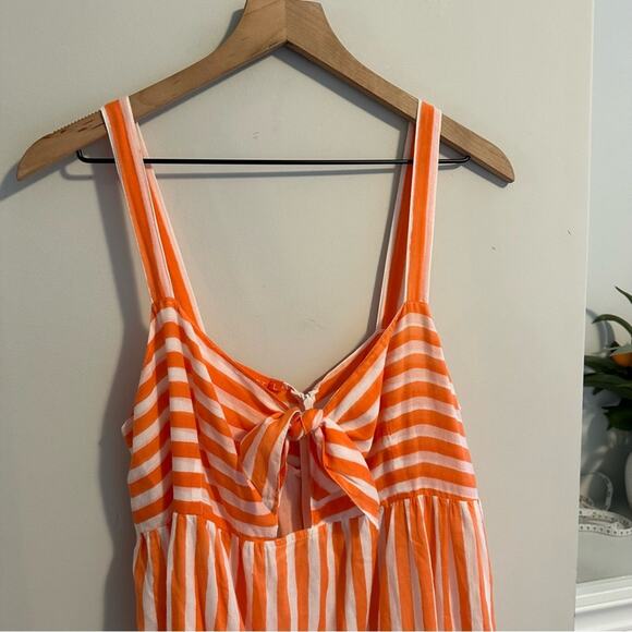 Tuckernuck Oliphant Orange White Cotton Striped Maxi Dress Large - Picture 14 of 15